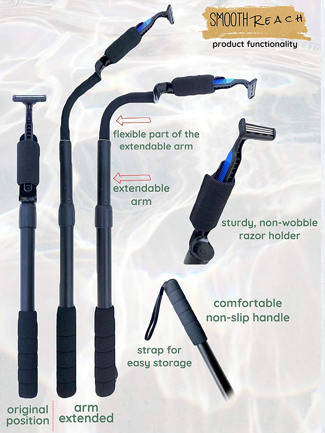 Long Handled Razor Extension For Disable Or Mobility Issues