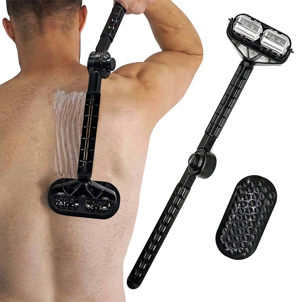 man using omnishaver on back