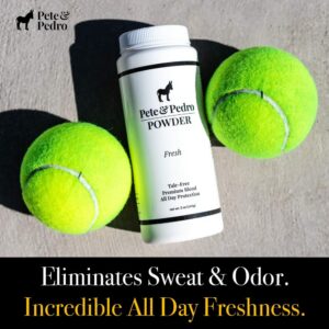 two tennis balls and powder