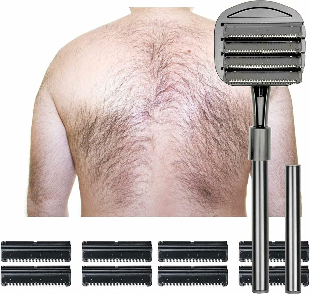 hairy man back with back shaver