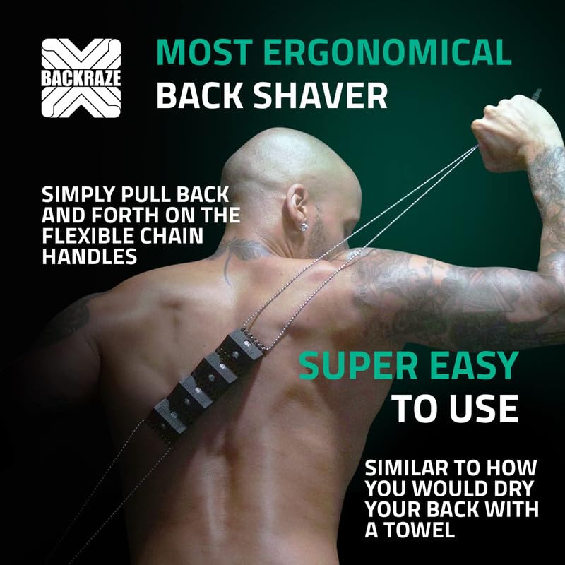 man using backraze back shaver